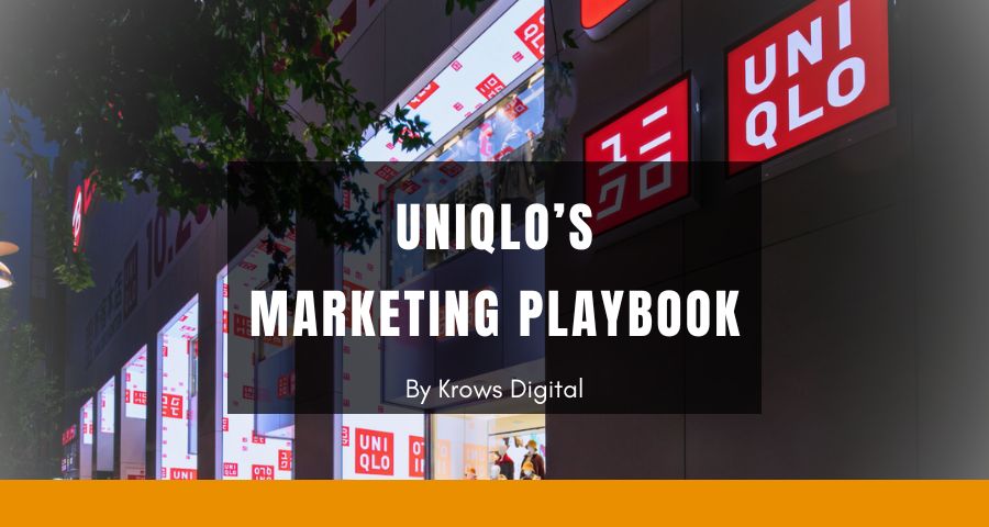 UNIQLO marketing playbook article cover with Tokyo background and keywords LifeWear Heattech Uniqlock