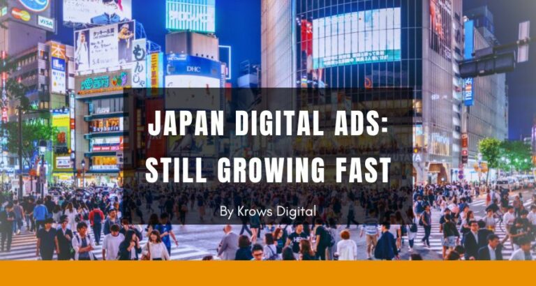 Japan digital advertising growth 2026 playbook showing Tokyo city background with video, retail media, and local platforms